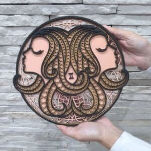 Zodiac wall art celestial birthday astrology  Gemini mandala gift constellation